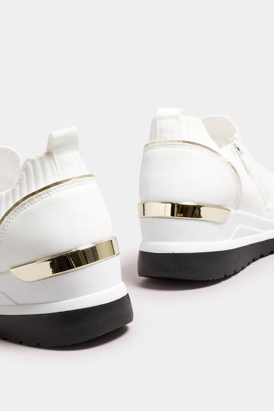 White Metallic Trim Trainers In Wide E Fit | Yours Clothing 4