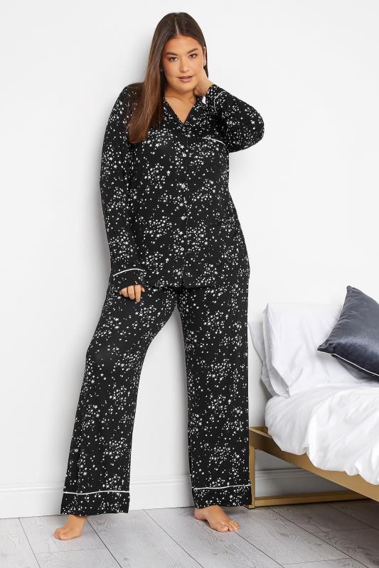 LTS Tall Black Star Print Pyjama Set | Long Tall Sally 2