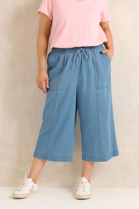  EVANS Pantalon large court à enfiler bleu moyen
