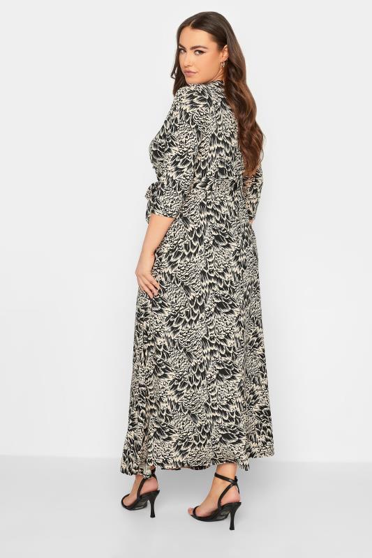 Plus Size Black & Beige Brown Abstract Floral V-Neck Maxi Dress | Yours Clothing 3