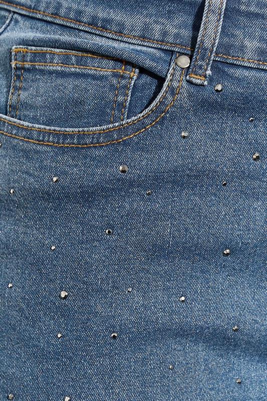 Plus Size Blue Embellished Mom Jeans | Yours Clothing 4