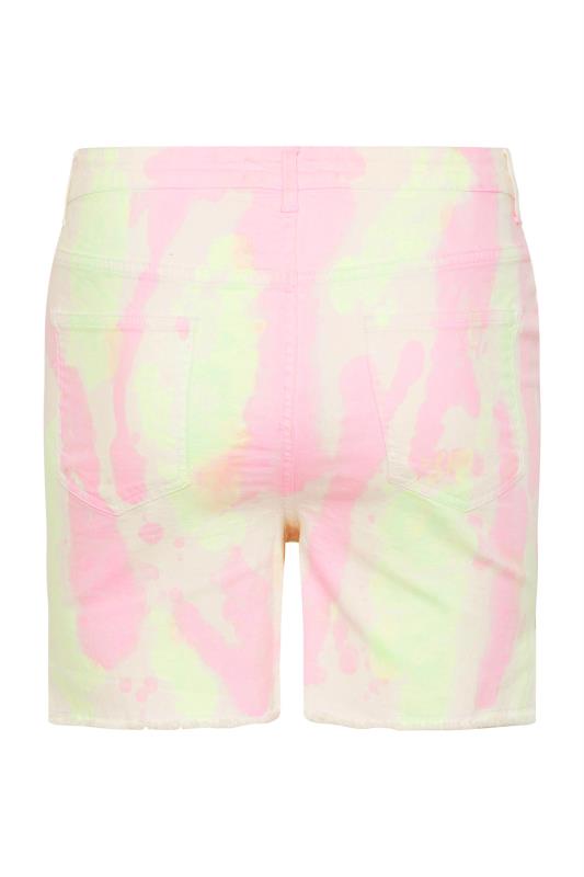 Plus Size White Tie Dye Denim Mom Shorts | Yours Clothing 6