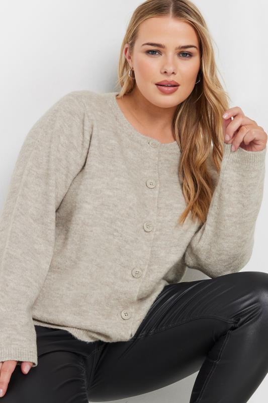 YOURS Plus Size Natural Brown Button Through Cardigan | Yours Clothing 5