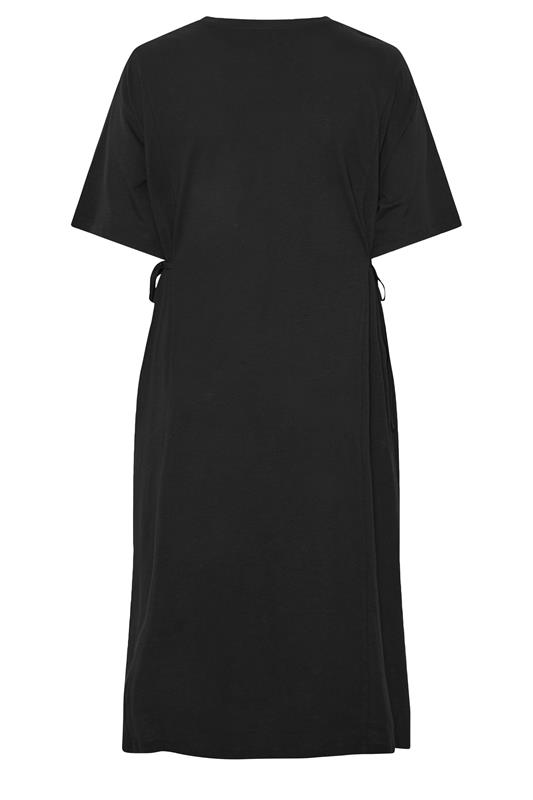 YOURS Plus Size Black Front Tie Midi Dress | Yours Clothing 6