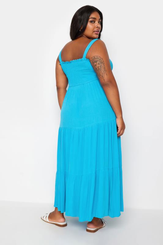 YOURS Plus Size Aqua Blue Tiered Maxi Dress | Yours Clothing 4