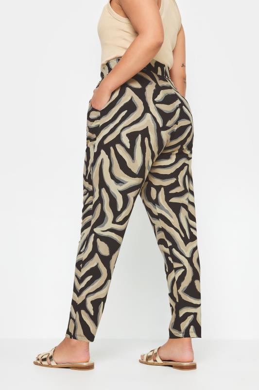 YOURS Plus Size Beige Brown Zebra Print Harem Trousers | Yours Clothing 3