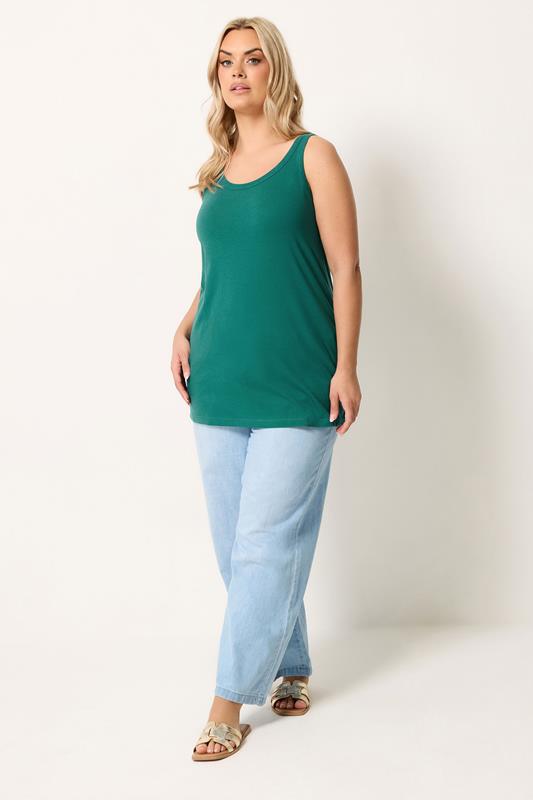 YOURS Plus Size Green Basic Core Vest Top | Yours Clothing 1