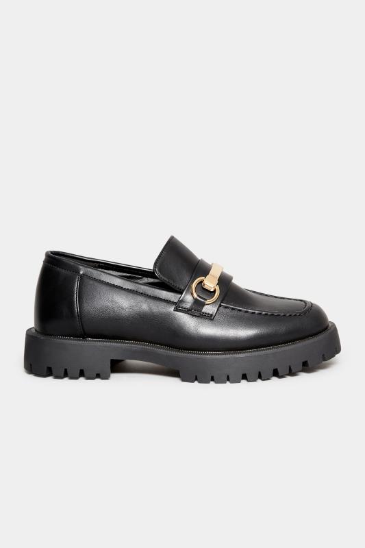 LIMITED COLLECTION Black & Gold Hardware Chunky Loafers In Wide E Fit | Yours Clothing 3