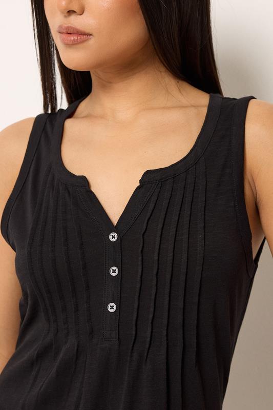 M&Co Petite Black Sleeveless Cotton Henley Maxi Dress | M&Co 4