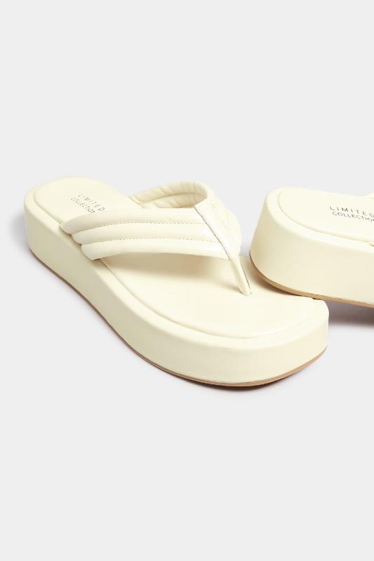 LIMITED COLLECTION White Flatform Toe Thong Sandals in Wide E Fit | Yours Clothing 5