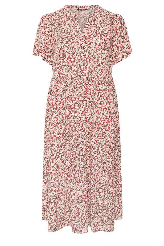 YOURS Plus Size Orange Floral Placket Dress | Yours Clothing 5