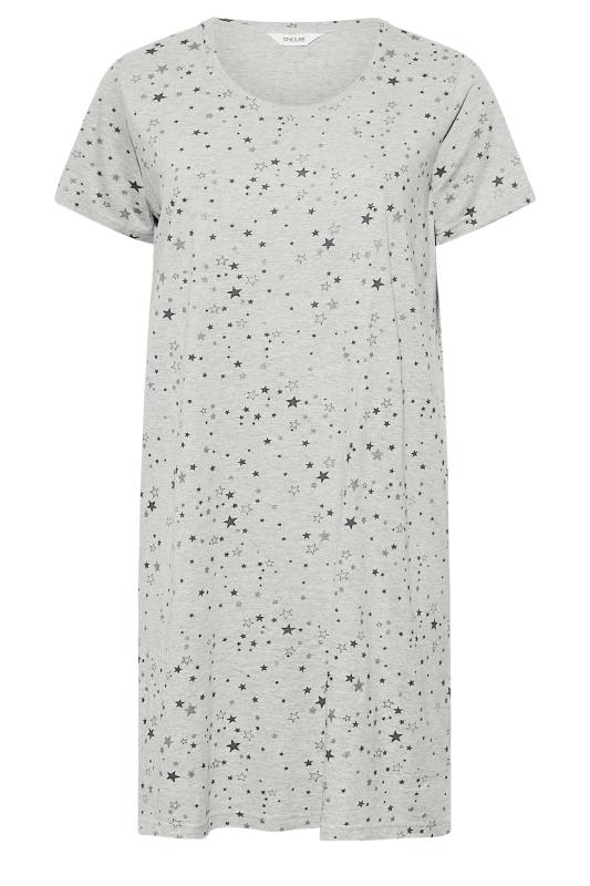 Plus Size Grey Star Print Nightdress | Yours Clothing 6