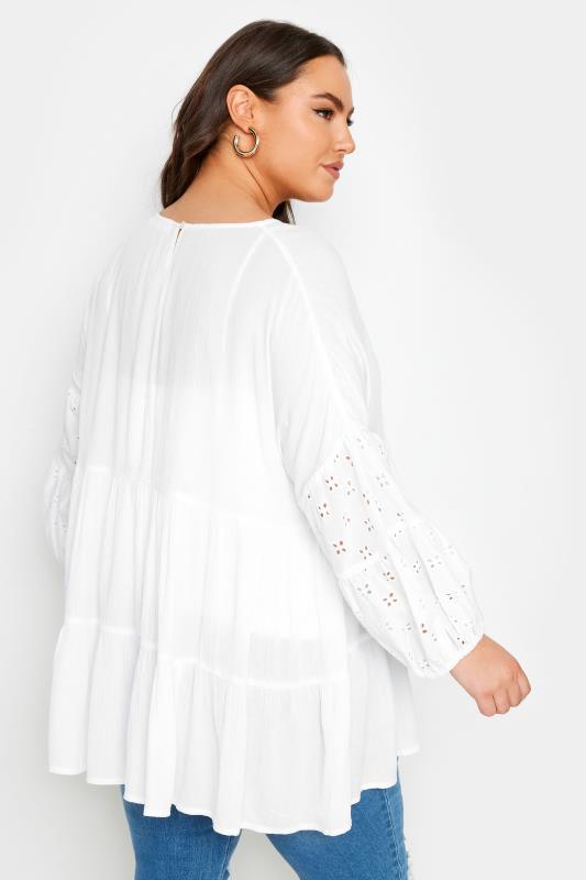 BUMP IT UP MATERNITY Plus Size White Broderie Tiered Top | Yours Clothing 4