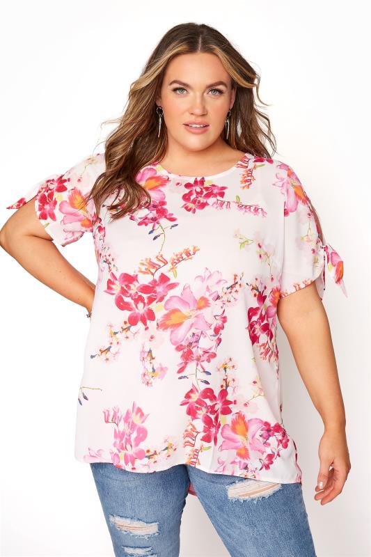 Floral Tie Sleeve Blouse | Yours Clothing