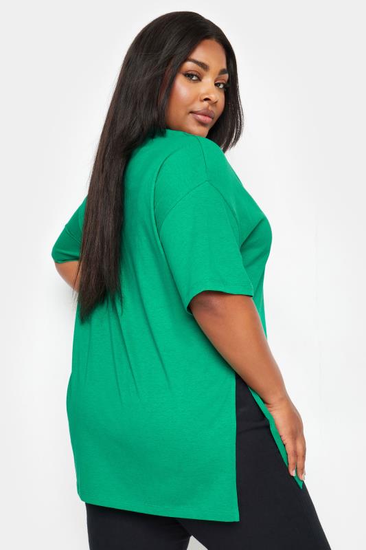 YOURS Plus Size Green Side Split Oversized T-Shirt | Yours Clothing 3