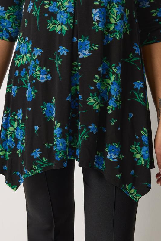 M&Co Black Floral Hanky Hem Top | M&Co 4