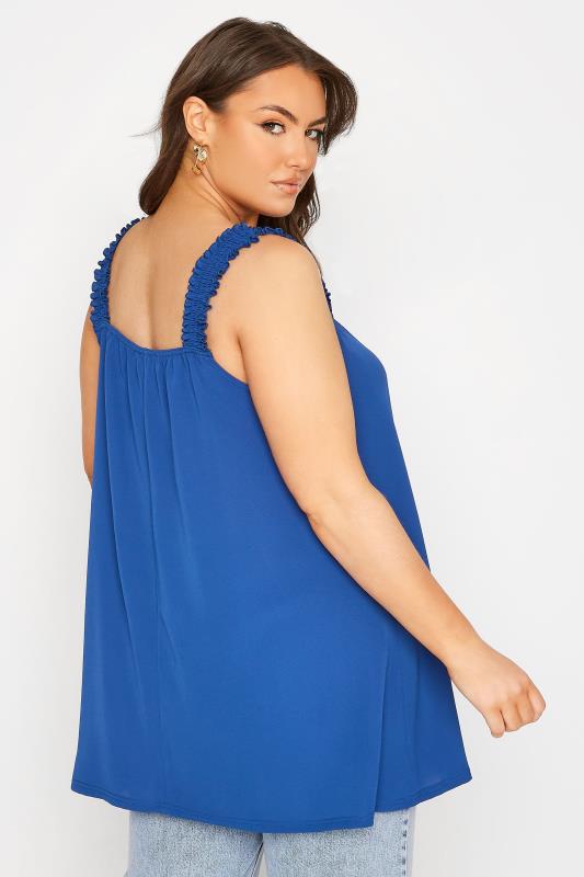 LIMITED COLLECTION Plus Size Cobalt Blue Shirred Strap Vest Top | Yours Clothing  3