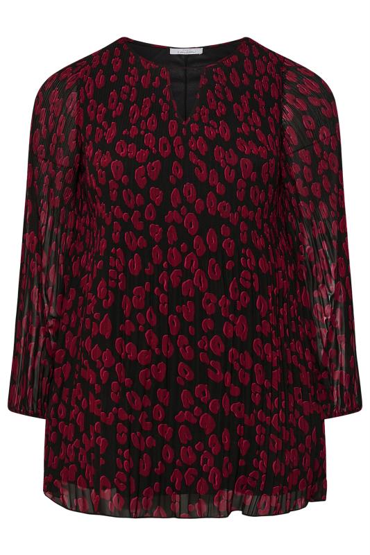 YOURS LONDON Plus Size Red Leopard Print Pleat Blouse | Yours Clothing 6