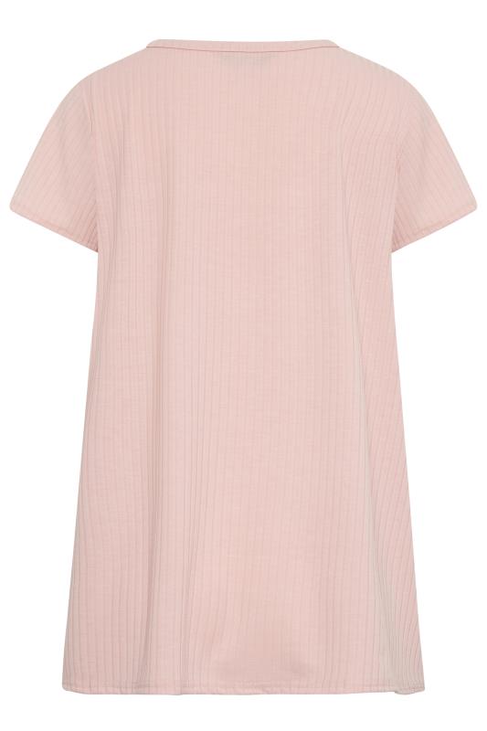 LTS Tall Women's Pink Ribbed V-Neck Swing Top | Long Tall Sally  7