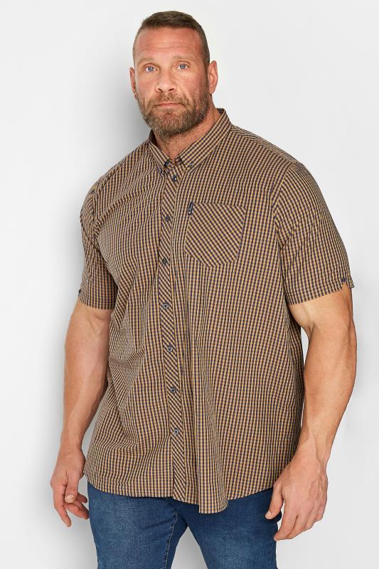  BEN SHERMAN Big & Tall Orange Short Sleeve Check Shirt