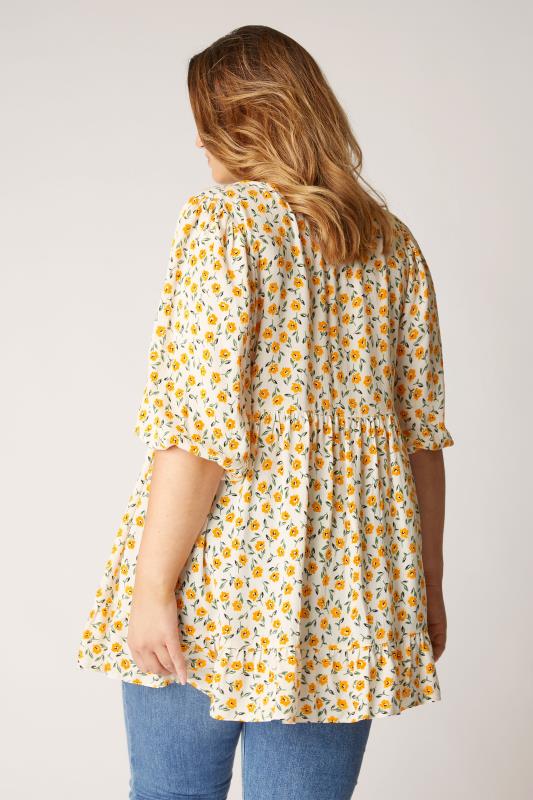 THE LIMITED EDIT White & Yellow Floral Frill Hem Tunic_C.jpg