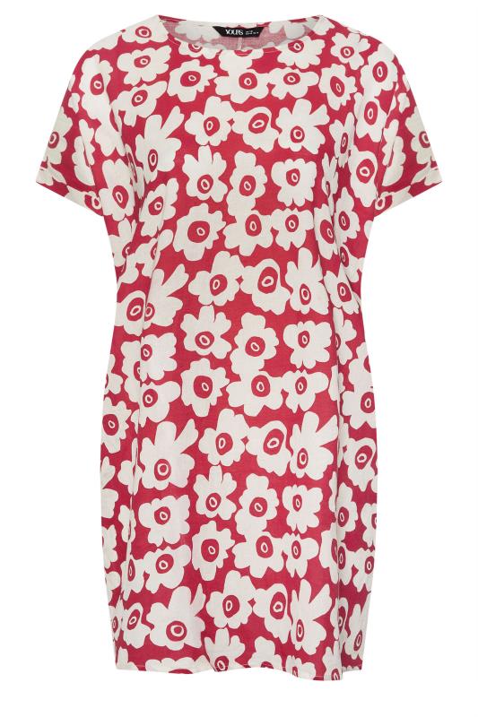 YOURS Plus Size Red Floral Print Tunic Dress | Yours Clothing 5