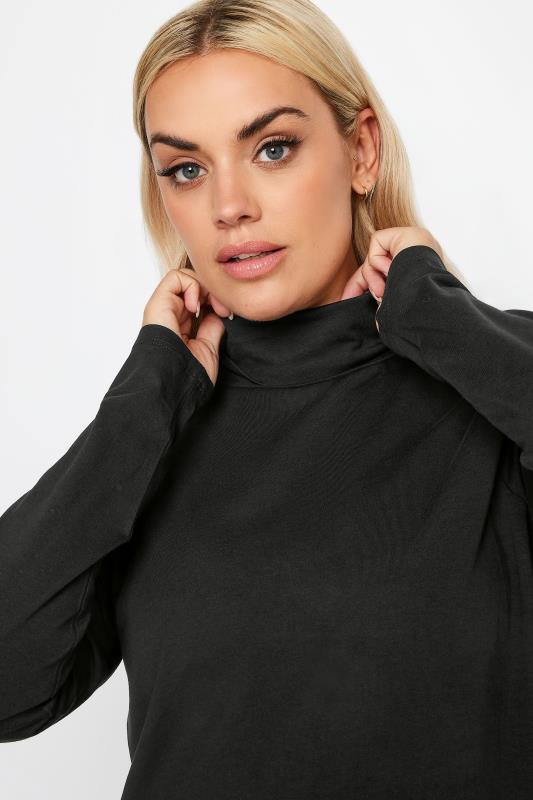 YOURS Plus Size Black Long Sleeve Turtle Neck Top | Yours Clothing 4