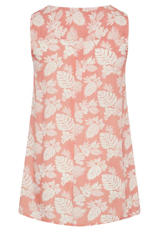 Plus Size Pink Leaf Print Swing Vest Top | Yours Clothing 5