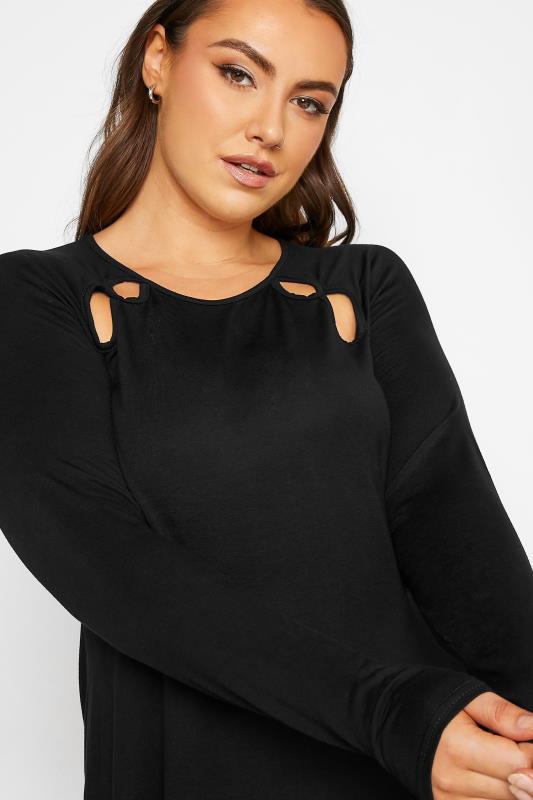 LIMITED COLLECTION Plus Size Black Cut Out Raglan T-Shirt | Yours Clothing 4