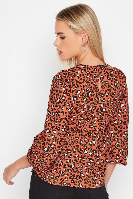Petite Orange Leopard Print Tea Blouse | PixieGirl 3