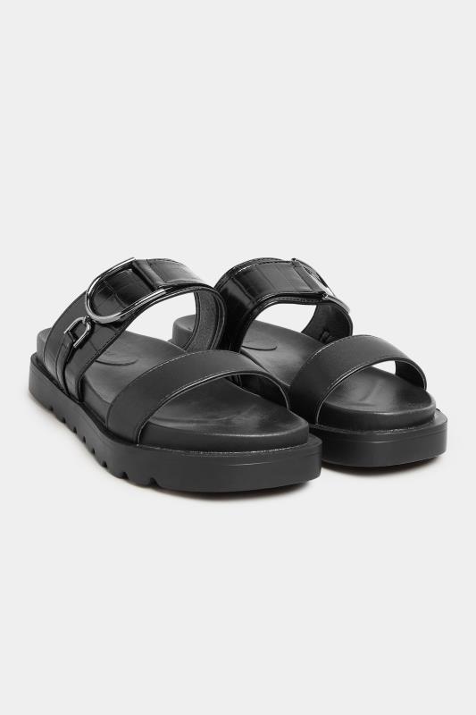 PixieGirl Black Double Strap Sandals In Standard D Fit 2