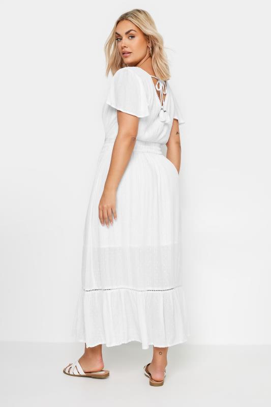YOURS Plus Size White Dobby Maxi Dress | Yours Clothing 5