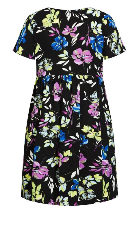 Evans Black & Bright Floral Print Smock Dress 4