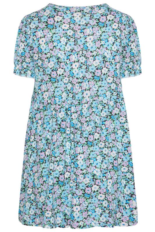 LIMITED COLLECTION Curve Blue Floral Print Puff Sleeve Smock Top | Yours Clothing 7
