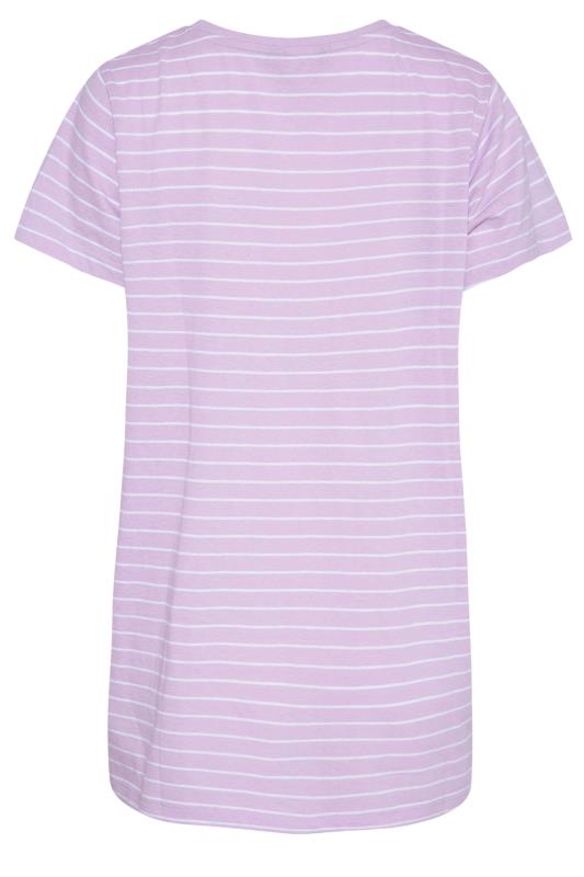 Plus Size Lilac Purple Stripe Short Sleeve T-Shirt | Yours Clothing 6
