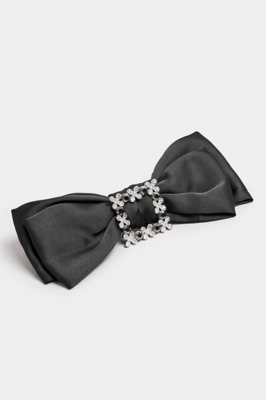 Black Bow Diamante Hair Clip | Yours Clothing 2