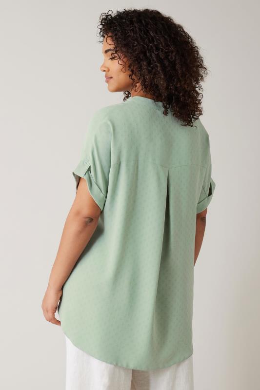 EVANS Plus Size Sage Green Short Sleeve Blouse | Evans 3