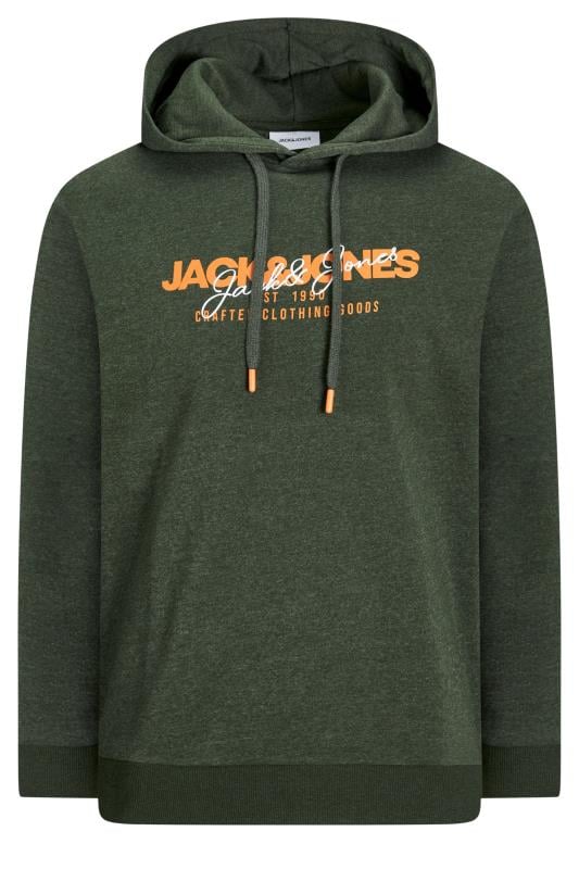 JACK & JONES Big & Tall Forest Green Logo Print Hoodie | BadRhino 2