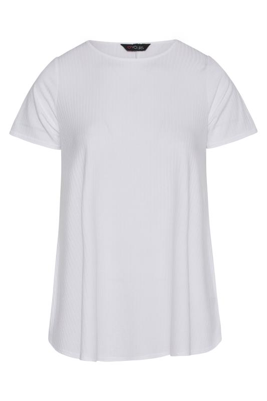 Plus Size White Ribbed Swing Top | Yours Clothing 5