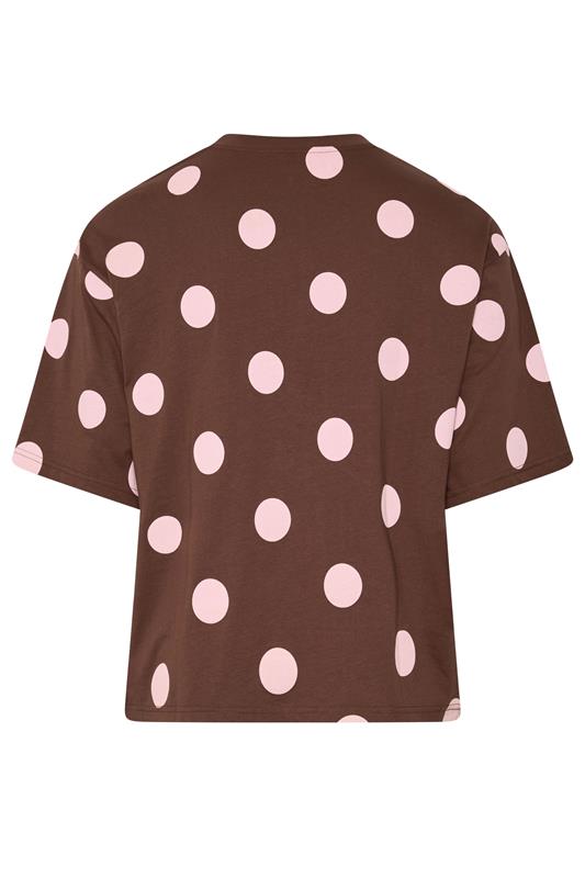 LIMITED COLLECTION Plus Size Chocolate Brown Polka Dot T-Shirt | Yours Clothing 2