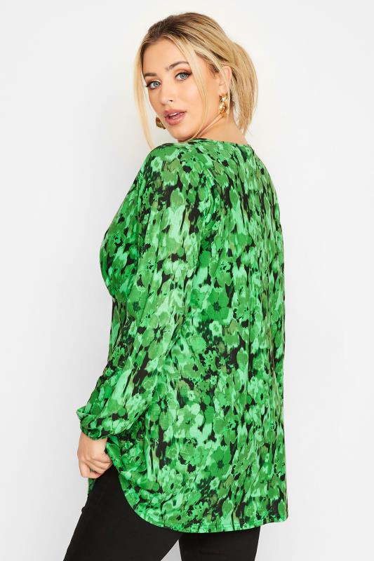 LIMITED COLLECTION Plus Size Green Floral Bust Detail Top | Yours Clothing 3