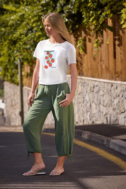  M&Co Khaki Green Tie Hem Trousers
