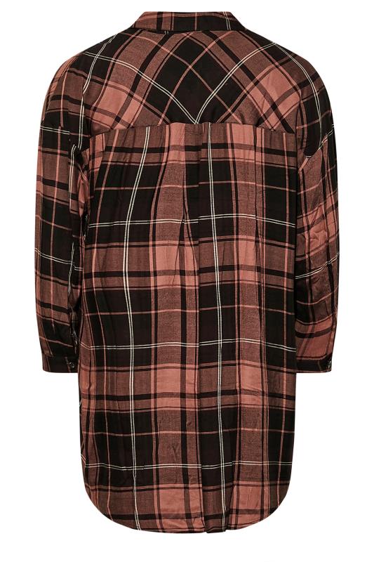 Plus Size Pink Check Button Through Shirt | Yours Clothing  7