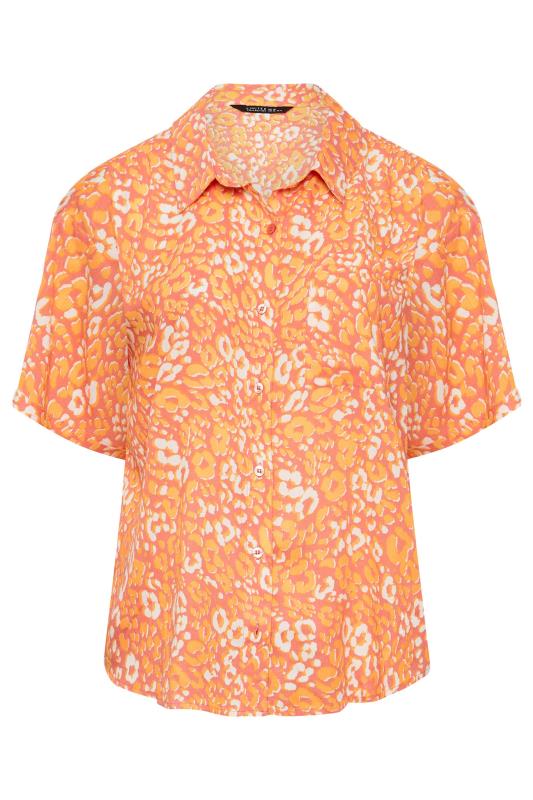 LIMITED COLLECTION Plus Size Orange Leopard Print Crinkle Shirt | Yours Clothing 6