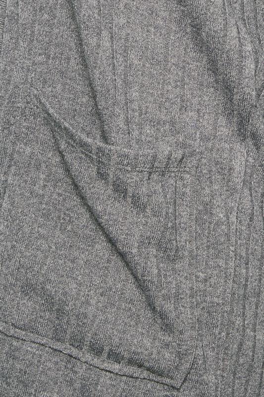 YOURS Plus Size Grey Ribbed Pocket Cardigan | Yours Clothing 5