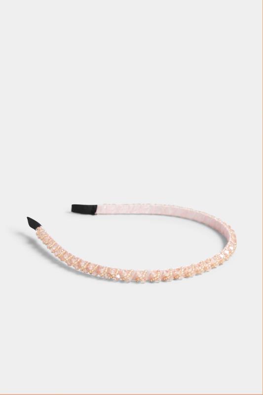 Pink Beaded Thin Headband | Yours Clothing 3