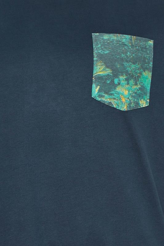 BLEND Big & Tall Navy Blue Pocket Print T-Shirt | BadRhino 2