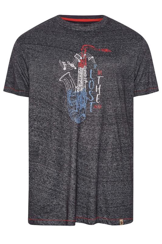 D555 Big & Tall Navy Blue Saxophone Printed T-Shirt | BadRhino 3