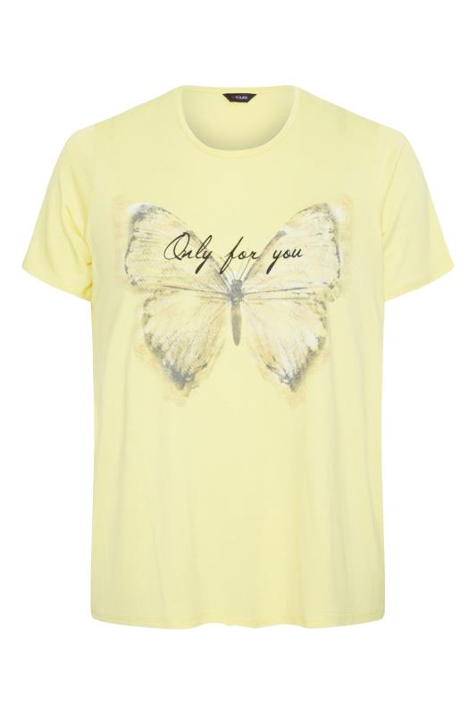 Curve Yellow Butterfly 'Only For You' Slogan T-Shirt 6