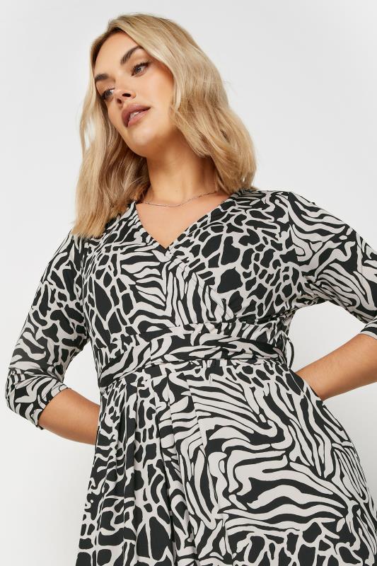 YOURS Plus Size Black Zebra Print Maxi Wrap Dress | Yours Clothing 4